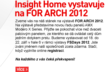 Insight Home vystavuje na FOR ARCH 2012